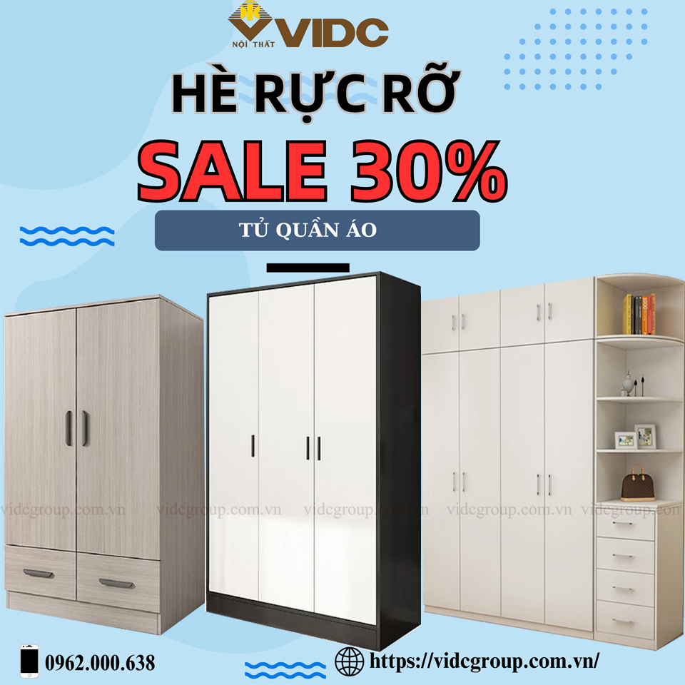 Nội Thất VIDC đón hè với chương trình Sale 30% cho tất cả các sản phẩm tủ quần áo